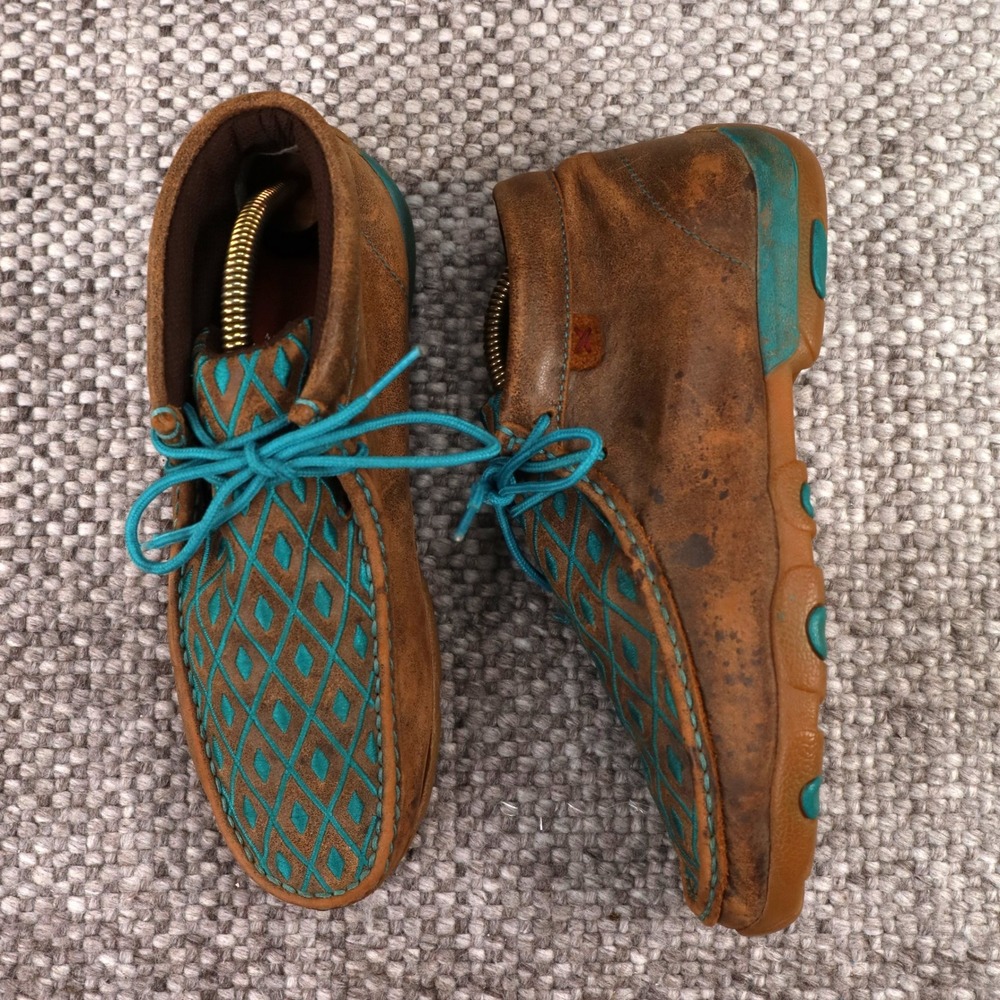 Twisted X Driving Moc WDM0072 Brown Leather Turquoise Diamond Shoes Mens 7M